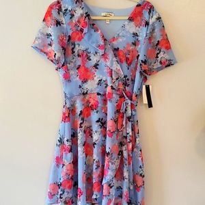 NWT Blue Floral Ruffled Dress Juniors Large